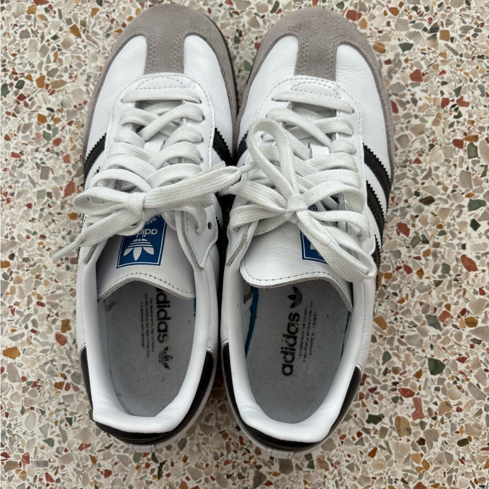 Adidas Sambas White and Gray Low-Top Sneakers